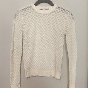 Zara White Cochet-Style Sweater